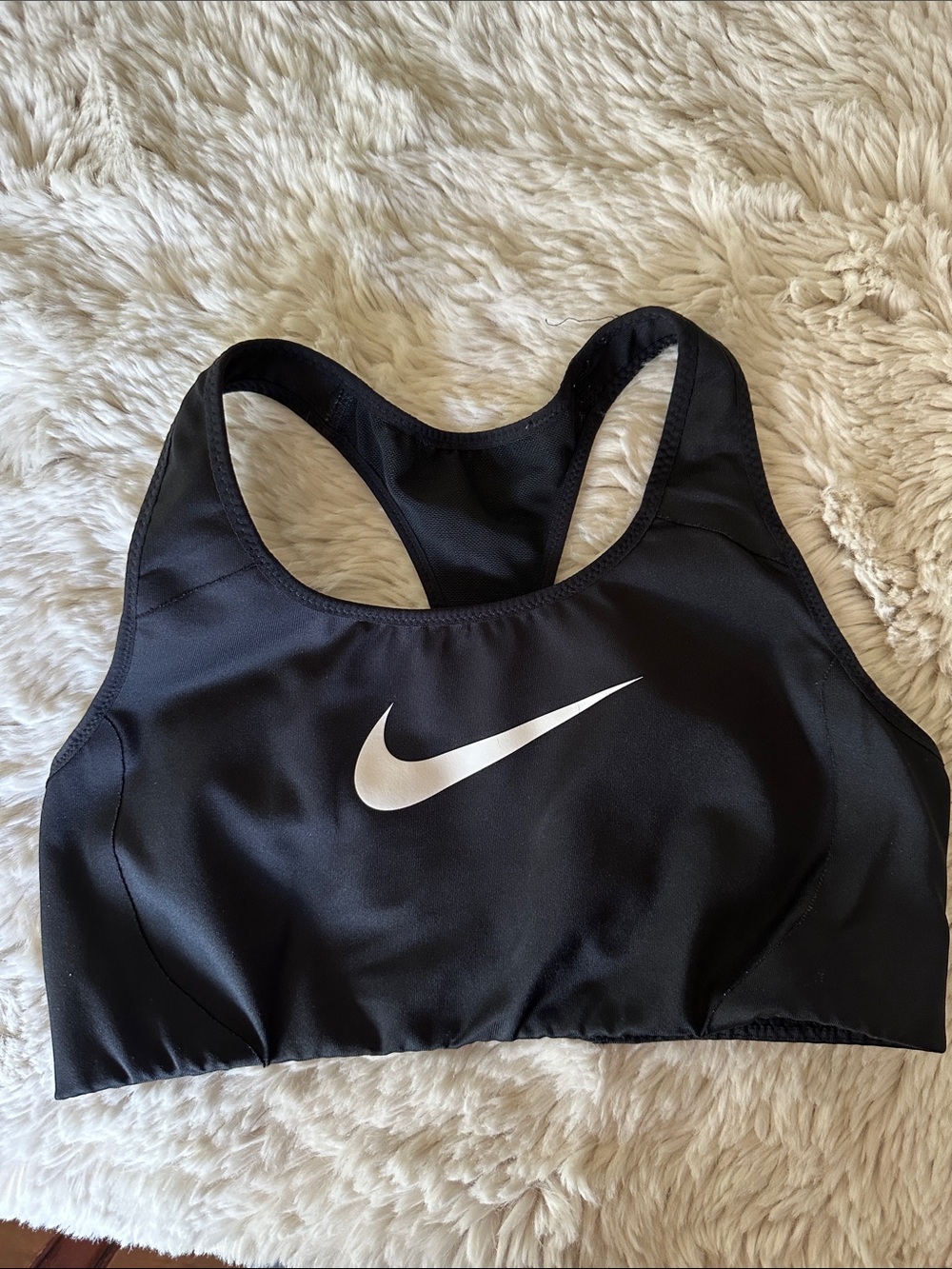 Nike Black Sports Bra with White Swoosh Logo